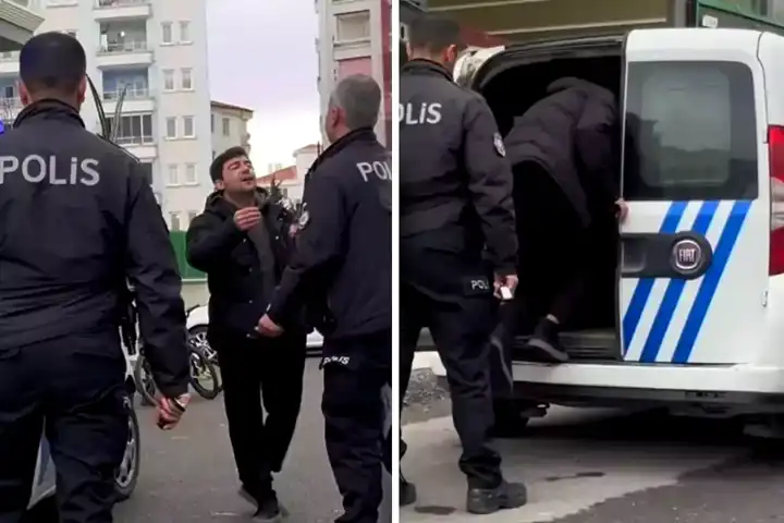 Aksaray'da İlginç Gözaltı Anı: 